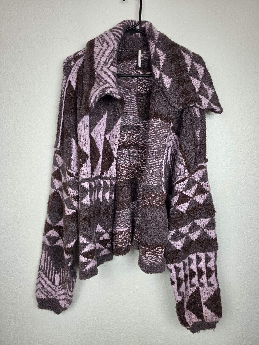 Free People Geometric Pattern Knit Cardigan Sweater